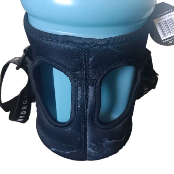 HYDROJUG Water Hydration Bottle & Straw, Blue W/Black Marble Print Sleeve 73 Oz - Picture 6 of 8